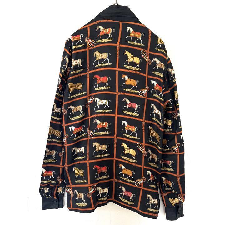 HERMES Horse Pattern Silk Shirt-100% Silk, Ladies All Over