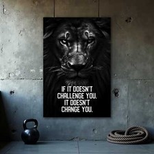 Lion Fitness Motivational Poster - Inspirational Gym Art Print