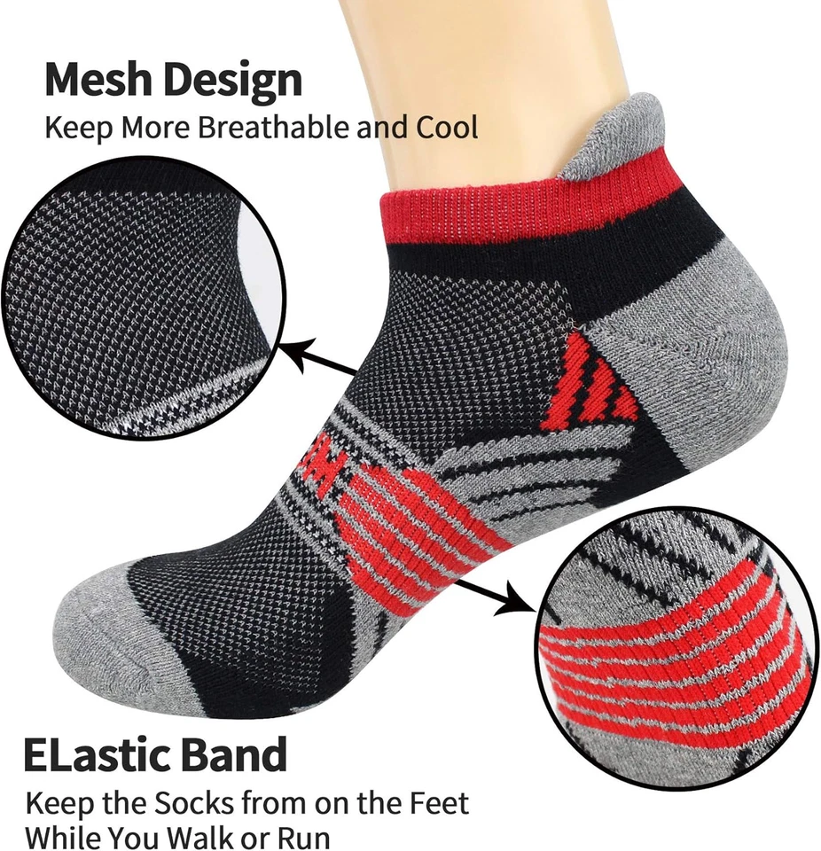 Cushioned Men'S Ankle Socks, 6 Pairs Cotton Athletic Sport Breathable Low Cut So - Image 2 of 4