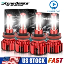 4PCS H11+H11 LED Headlight Kit Hi/Lo Beam Bulb Super Bright 360000LM 6000K White