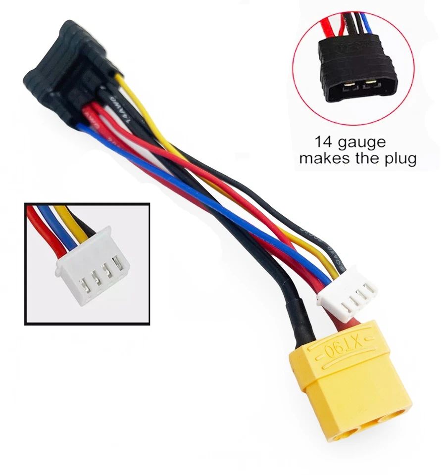 3S Balance Lead Charging Connector Cable Adapter for TRX 1/8 RC Car 150MM XT90 - Image 2 of 3