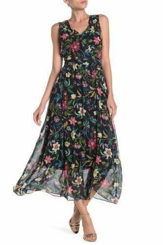 Sam Edelman Womens Sleeveless V Neck Floral Maxi Dress Size 10 Dress NEW  $158 | eBay