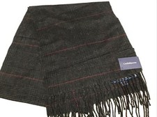 Croft Barrow Gray/Black plaid W/fringe Neck Scarf Soft Acrylic MSRP 28