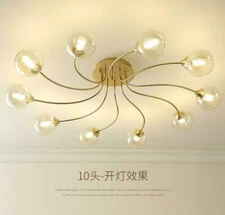 LED Cognac Glass Ceiling Light Bedroom Restaurant Living Room Chandelier Lamp Yc