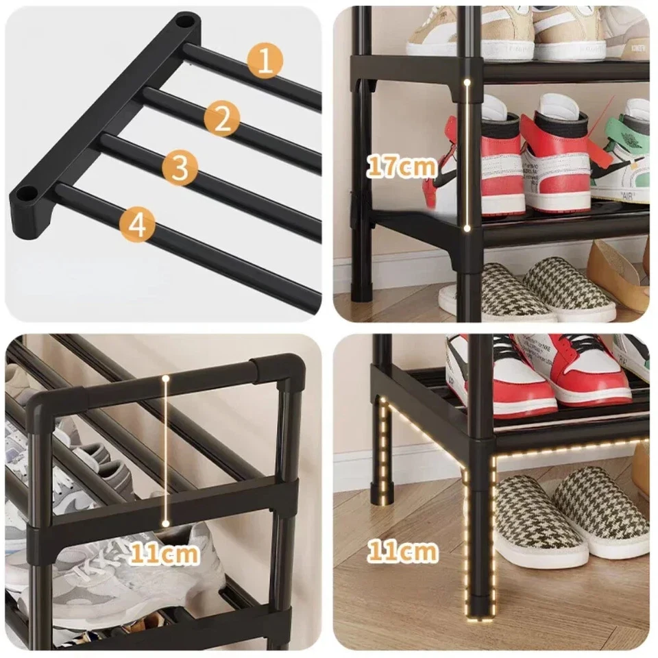 Shoe Rack Organizer Storage Pairs Shoes Shelves Space 8Tier Standing 30x60x146cm - Image 3 of 4