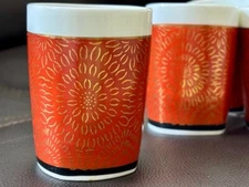 [Man Kee 满記] Vintage Red & Gold Porcelain Tea/Sake Cups (Set of 4). Red/Gold.