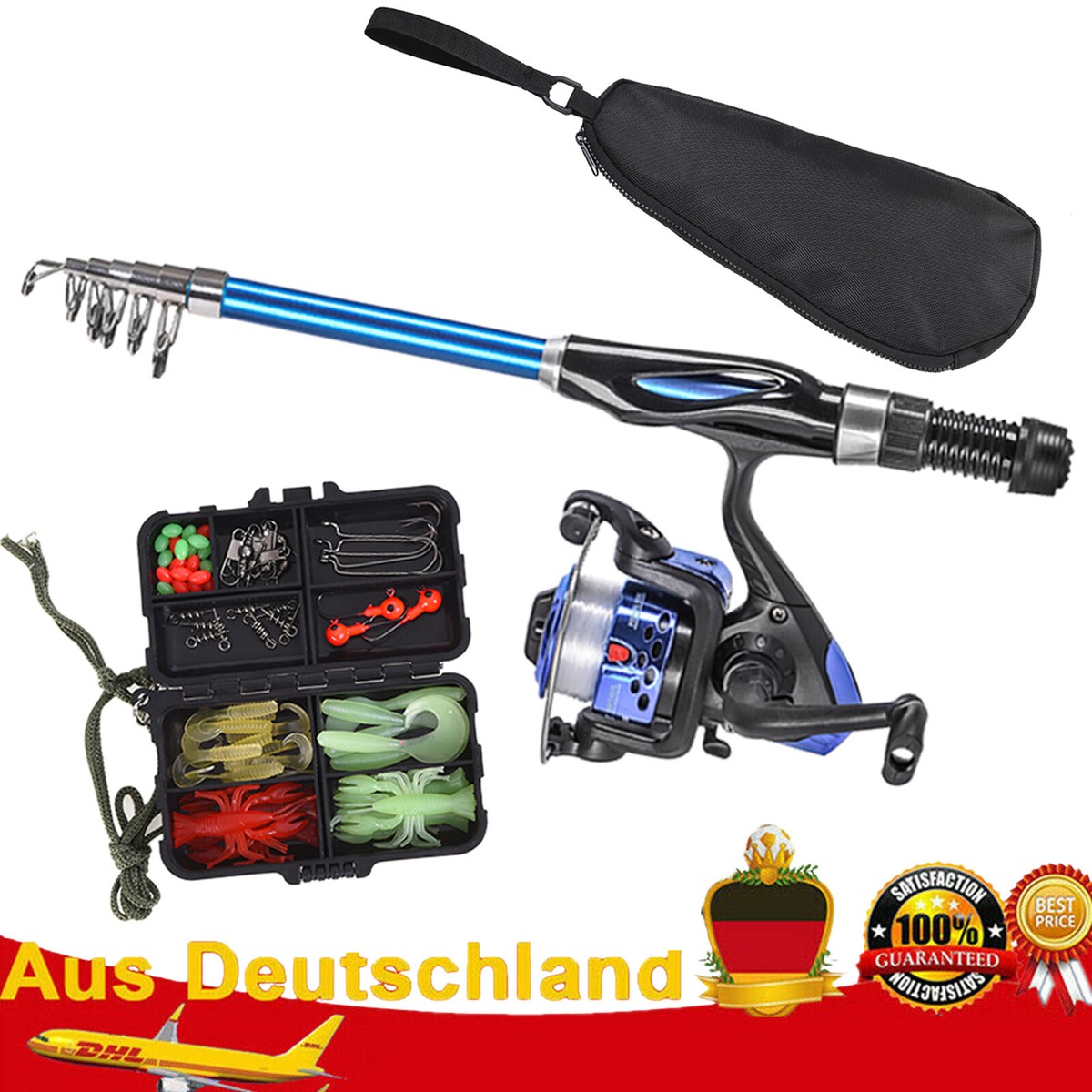 Angelset Teleskoprute &Angelspule Angeln Angelrute Anfänger Komplettset 1.3 H1N6