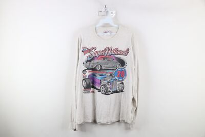 Vintage Y2K Mens Large Spell Out Route 66 Super Nationals Hot Rod Car T-Shirt