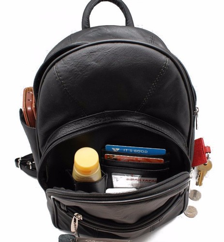 Backpack for Women Pure Leather Casual Daypacks College Bookbag Multi Pockets - 第 9/21 張圖片