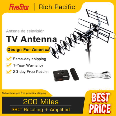 #ad #ad BEST HDTV ANTENNA 200 MILES OUTDOOR TV ANTENA MOTORIZED AMPLIFIED 360 Rotation $44.74