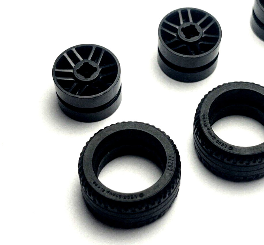LEGO 5x 11209 Technic Black Tire 21 X Light Bluish Grey and