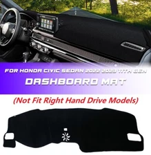 Black Dash Mat Dashboard Pad Cover Car Accessories For Honda Civic Sedan 2022+