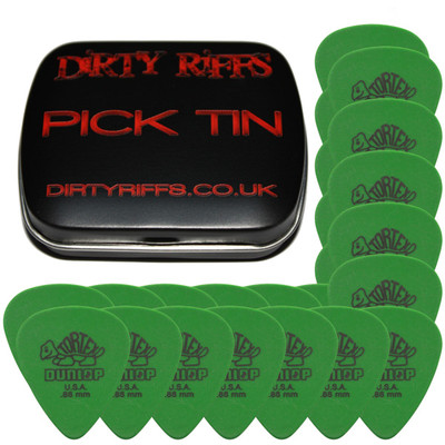24 x Dunlop Tortex Standard 0,88 mm grüne Gitarren-Plektren in einer handlichen Plektrum-Dose