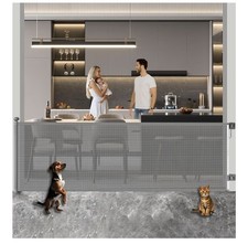 Retractable Baby Gate 250cm No Drill Extra Wide Child Dog Safety Gate Grey Indoo