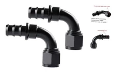 12AN 90 Degree Push Lock Hose Fitting End Black 2PCS 12AN - 2PCS