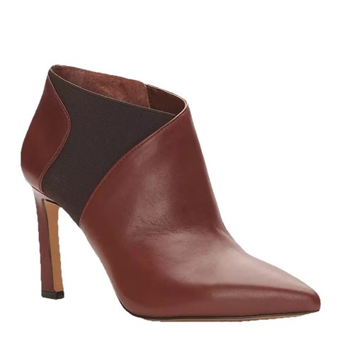Vince Camuto Rindanah Brown Leather Boots Pointed Toe Shooties US 6.5 EU 37 NEW - Picture 1 of 14