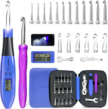18 Size Light Up Crochet Hook Set with Digital Counter, Ergonomic Crochet Hoo...