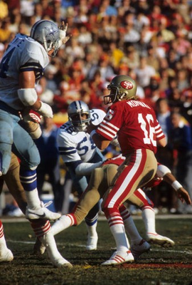 #ad Playoffs San Francisco 49ers QB Joe Montana under pressure vs Dall Old Photo AU $9.00