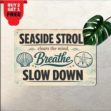 A Walk On The Beach Quote Sign Metal Tin Sign Coastal Wall Decor Plaque