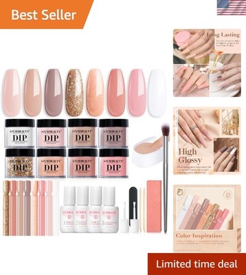 30Pcs Dip Powder Nail Kit Starter with Nail Sticks, Nude Skin Tones Neutral P...