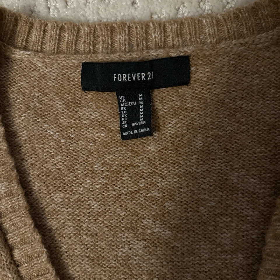 Suéter cárdigan tejido frontal con botones tostados jaspeados Forever 21 para mujer talla M nuevo sin etiquetas Foto 2 de 2