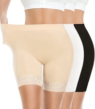 3 Pack Lace Slip Shorts For Under Dresses Women Smooth Anti-Chafing Boyshorts  