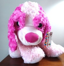 Toy Factory Beagle Dog Glitter Eyes Plush Bright Pink 14" Stuffed Animal NWT
