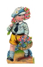Alte Oblaten Glanzbilder Scraps Junge Blumen....  L&B 8,2cm Rar!!