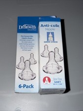 Dr Brown's Natural Flow Anti-Colic Nipple Level 1 Slow Flow 6 Pack Silicone