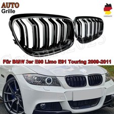 2X Grill Kühlergrill Nieren Glanz Schwarz Doppelsteg für BMW 3er E90 E91 2008-12