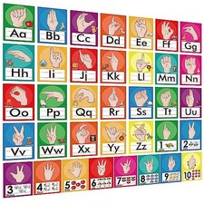 36 Pieces ASL Alphabet Line Bulletin Board Set ABC Number Sign Language Flash...
