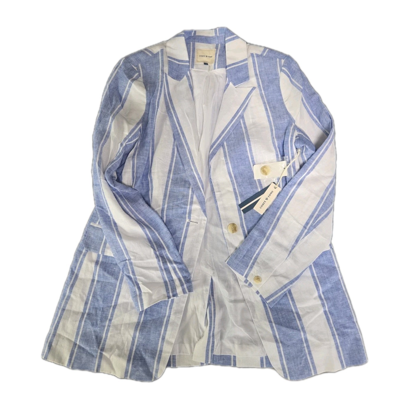FILA Blazer Court & Rowe blu bianco righe lino taglia 10 nuovo con etichetta Giacca estiva nautica