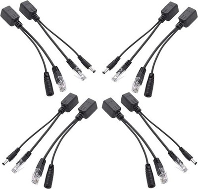 4 Paar Passive PoE Adapter Kabel Kit 8 Artikel für IP Überwachungskamera 10/100Mbps