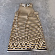 Banana Republic Shift Dress Small Yellow Black Geometric Sleeveless Knee Length
