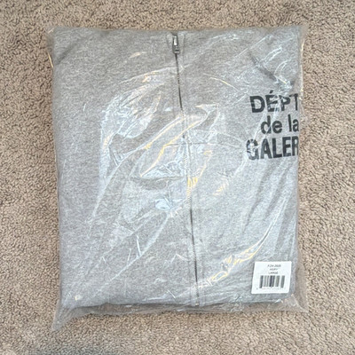 Gallery Dept. Men's Gray Full Zip Hooded Hoodie w/ Pockets Drawstring Size L