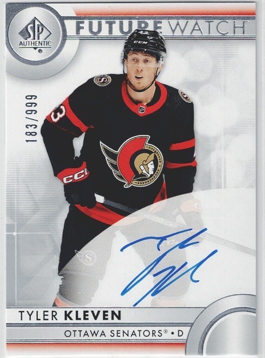 23-24 UD SP AUTHENTIC TYLER KLEVEN FUTURE WATCH RC AUTO /999 FWA #165 ROOKIE