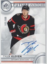 23-24 UD SP AUTHENTIC TYLER KLEVEN FUTURE WATCH RC AUTO /999 FWA #165 ROOKIE