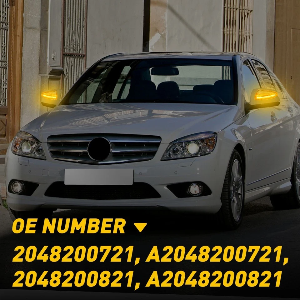 For Benz C250 C280 C300 C350 GLS Dynamic Amber LED Turn Signal Side Mirror Light - Image 2 of 4