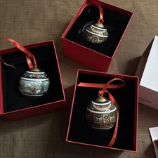 3 Halcyon Days Enamel Ornaments 2025 Christmas & Highgrove Bauble