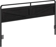 Wooden Panel Headboard, King Headboard, Minimalist Head Board with Metal Frame, 