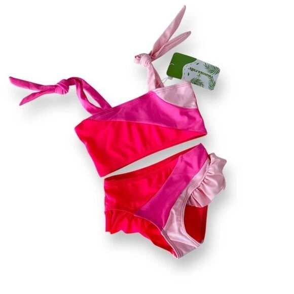 Kleines Mädchen rosa und orange Bikini Größe 2-3Y Neu mit Etikett