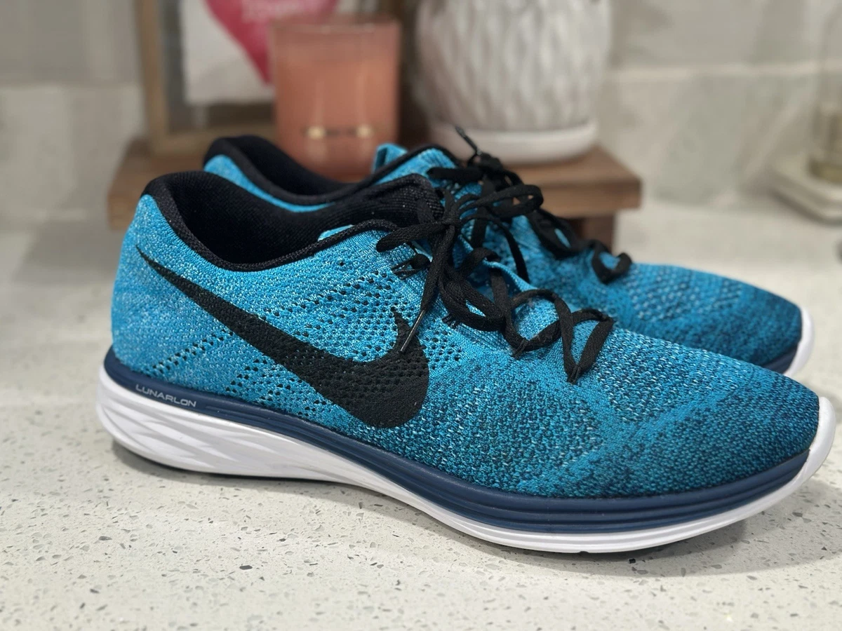 Nike Flyknit Lunar 3 Mens 13 Blue Orange Running Shoes 698181-405 ?️MENS VINTAGE NIKE FLYKNIT LUNAR 3 RUNNING SHOE 698181  main image 3