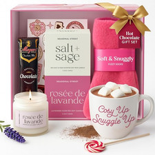Gift Set for Women with Mug, Socks, Candle & Hot Chocolate Sachet