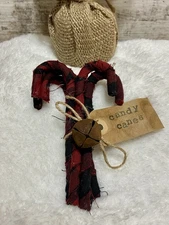 5 Vintage Style 5" RED BLACK Candy Canes Bowl Filler Farmhouse Ornaments NEW