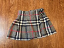 Burberry Girls Wool Novacheck plaid Gray Wrap Skirt Size 6Y