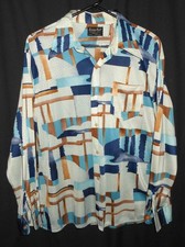 Poly Shirt Envoy Vintage 70's Abstract Print Disco Men's XL