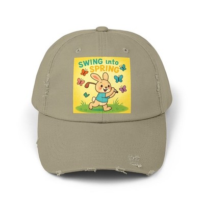 Unisex Distressed Hat Birdie Bunny Spring Swing