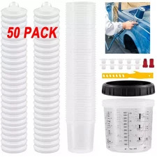 🔥 50 Pack Disposable Paint Spray Gun Cup Liners + Lid System Kit 20oz 600ML Cup