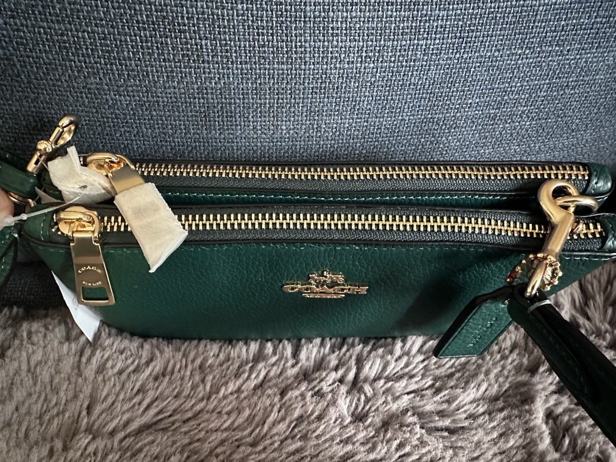 Coach Double Zip Crossbody in Refine Pebble Leather NWT Dark Coach Double Zip Crossbody in Refine Pebble Leather NWT Dark