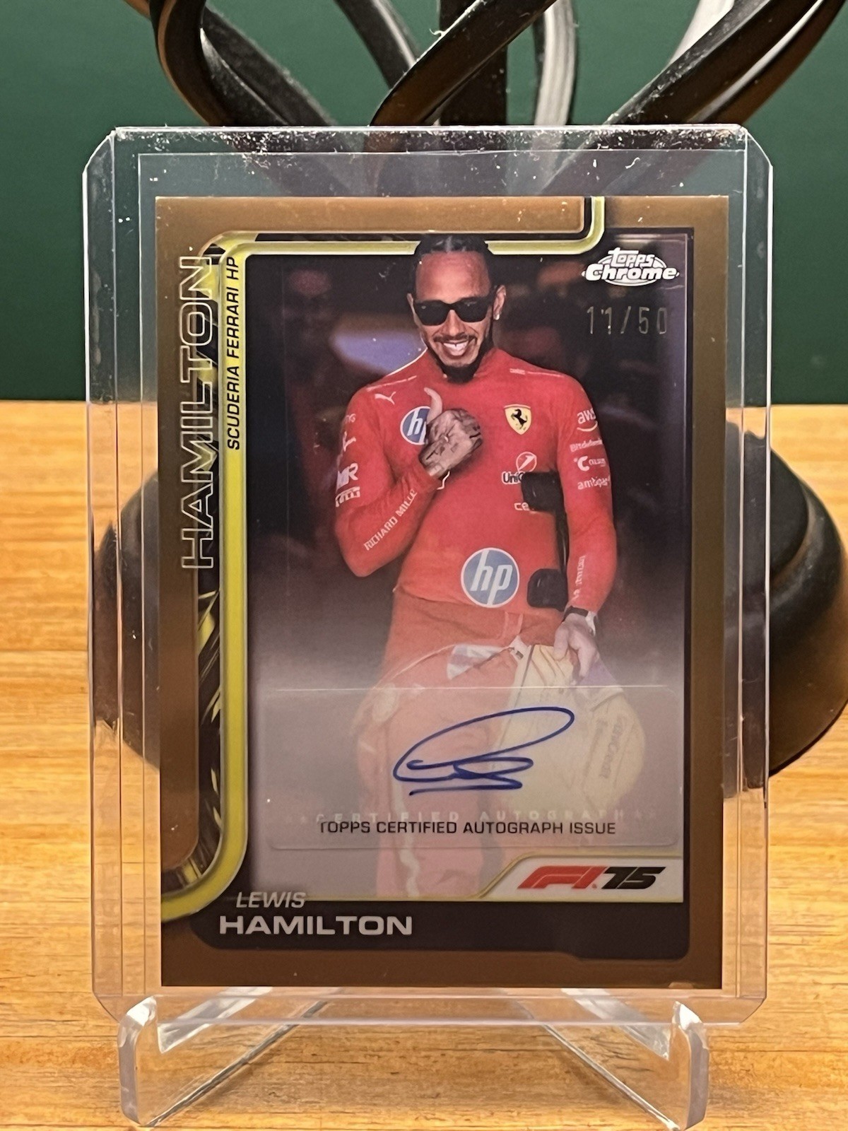 2025 Topps Chrome Formula 1 F1 Lewis Hamilton True Gold  Auto /50 1st Yr Ferrari